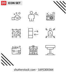 Set of 9 Commercial Outlines pack for exchange; column; land; process; pick color Editable Vector Design Elements