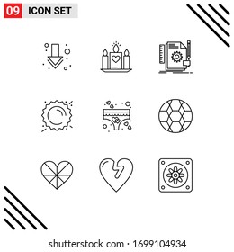 Conjunto de 9 Expedientes Comerciales para el amor; clima; diseño; soleado; materiales de diseño de vectores editables de verano