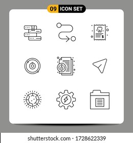 Set of 9 Commercial Outlines pack for information; about; medical; learning; plenet Editable Vector Design Elements