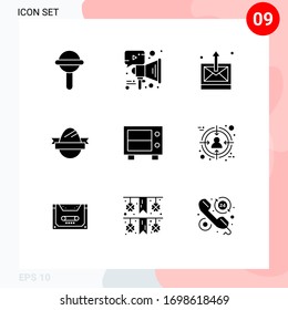 Set of 9 Commercial Solid Glyphs pack for money; holidays; business; holiday; easter egg Editable Vector Design Elements