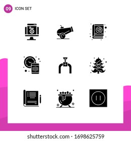 Set of 9 Commercial Solid Glyphs pack for gas; pipeline; love; waste; management Editable Vector Design Elements