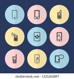 Set of 9 communicator outline icons such as poker on phone