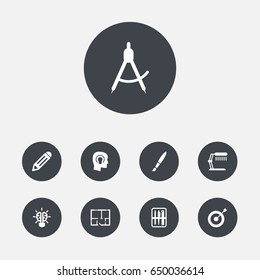 Set Of 9 Constructive Icons Set.Collection Of Case, Scheme, Arrow And Other Elements.