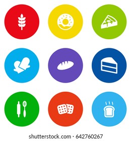 Set Of 9 Cook Icons Set.Collection Of Pastry, Pepperoni, Wafer And Other Elements.