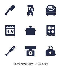 Set Of 9 Cooking Icons Set.Collection Of Balance, Cooking, Mixer And Other Elements.