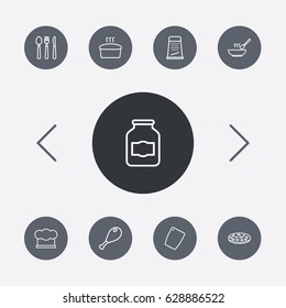 Set Of 9 Cooking Outline Icons Set.Collection Of Pizza, Soup, Grater And Other Elements.