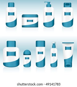 Set of 9 Cosmetic Containers. Editable Vector Image