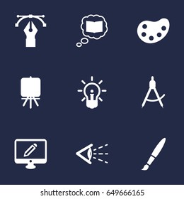 Set Of 9 Creative Icons Set.Collection Of Screen, Look, Artist And Other Elements.