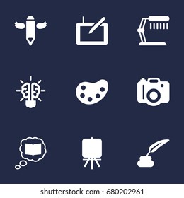 Set Of 9 Creative Icons Set.Collection Of Wings, Gadget, Science And Other Elements.