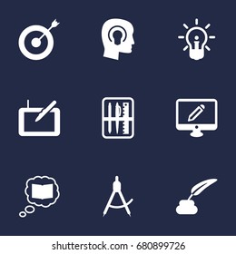 Set Of 9 Creative Icons Set.Collection Of Idea, Screen, Concept And Other Elements.