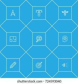 Set Of 9 Creative Outline Icons Set.Collection Of Concept, Dividers, Property Plan And Other Elements.