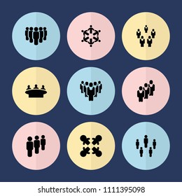 Set of 9 crowd filled icons such as group