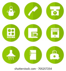 Set Of 9 Culinary Icons Set.Collection Of Furnace, Cooker, Balance And Other Elements.