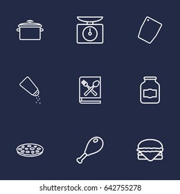 Set Of 9 Culinary Outline Icons Set.Collection Of Jug, Scales, Pan And Other Elements.