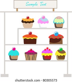 set of 9 cute cupcakes