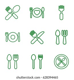 set of 9 cutlery outline icons 