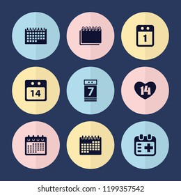 Set of 9 date filled icons such as calendar, medical appointment