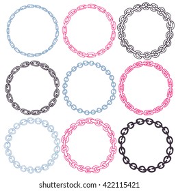 Set of 9 decorative circle border frames. Chain round wreaths for use as a decorative element, for logo or emblem. These pattern brush you can find in my portfolio