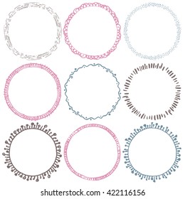 Set of 9 decorative circle border frames. Ornate round wreaths for use as a decorative element, for logo or emblem. These pattern brush you can find in my portfolio