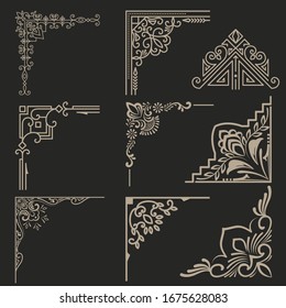 Set 9 of decorative corner elements Vector
