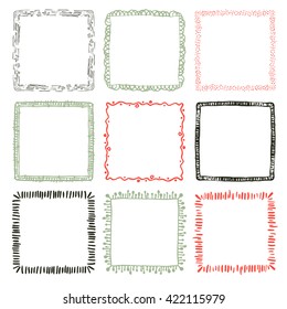 Set of 9 decorative square border frames. Boho square wreaths for use as a decorative element, for logo or emblem. These pattern brush you can find in my portfolio