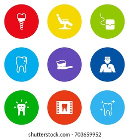 Set Of 9 Dentist Icons Set.Collection Of Implantation, Dentist, Roentgen And Other Elements.