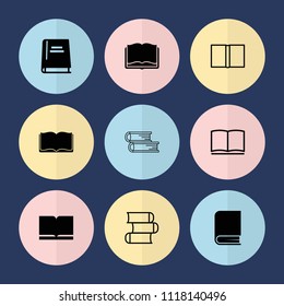 Set of 9 dictionary filled and outline icons such as