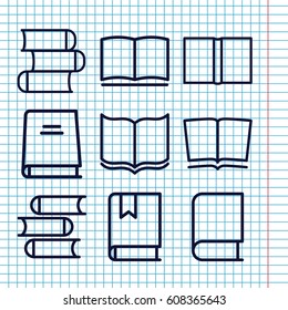 Set of 9 dictionary outline icons such as 