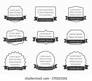Set of 9 different frames with ribbons, vector eps10 illustration