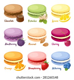 Set of 9 different taste macaroons