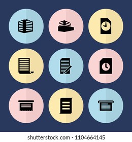Set of 9 documents filled icons such as document
