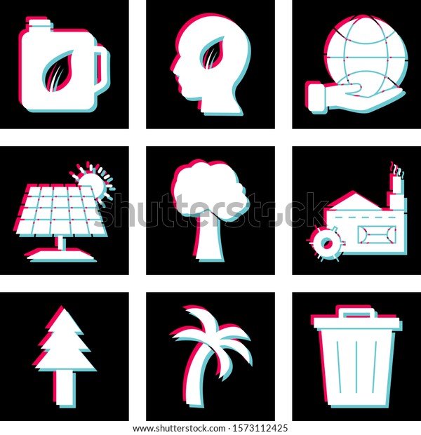 Set of 9 eco Icons on White Background\
Vector Isolated\
Elements...\
