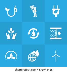 Set Of 9 Ecology Icons Set.Collection Of Treatment, Friendly, Warm And Other Elements.