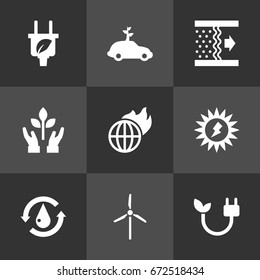 Set Of 9 Ecology Icons Set.Collection Of Treatment, Leaf, Fan And Other Elements.