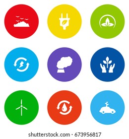 Set Of 9 Ecology Icons Set.Collection Of Contamination, Leaf, Fan And Other Elements.