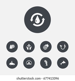 Set Of 9 Ecology Icons Set.Collection Of Reforestation, Warm, Eco And Other Elements.
