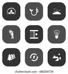 Set Of 9 Ecology Icons Set.Collection Of Eco, Purification, Friendly And Other Elements.