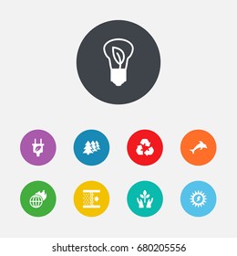 Set Of 9 Ecology Icons Set.Collection Of Energy, Reforestation, Saving And Other Elements.