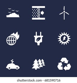 Set Of 9 Ecology Icons Set.Collection Of Car, Energy, Warm And Other Elements.