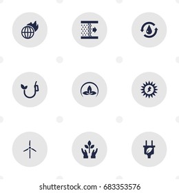 Set Of 9 Ecology Icons Set.Collection Of Friendly, Protection, Purification And Other Elements.