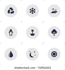 Set Of 9 Ecology Icons Set.Collection Of Tree, Green Power, Conservation And Other Elements.