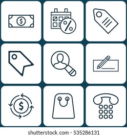 Set Of 9 Ecommerce Icons. Includes Spectator, Callcentre, Buck And Other Symbols. Beautiful Design Elements.