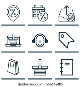 Set Of 9 Ecommerce Icons. Includes Pannier, E-Trade, Employee And Other Symbols. Beautiful Design Elements.