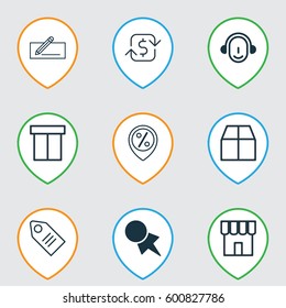 Set Of 9 Ecommerce Icons. Includes Cardboard, Employee, Money Transfer And Other Symbols. Beautiful Design Elements.