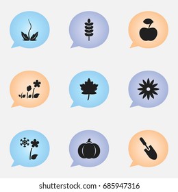Set Of 9 Editable Agriculture Icons. Includes Symbols Such As Barley, Gourd, Decorative And More. Can Be Used For Web, Mobile, UI And Infographic Design.