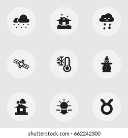 Set Of 9 Editable Air Icons. Includes Symbols Such As Bull, Shelter, Sundown And More. Can Be Used For Web, Mobile, UI And Infographic Design.