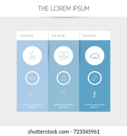 Set Of 9 Editable Air Outline Icons. Includes Symbols Such As Lunar, Overcast, Male And More. Can Be Used For Web, Mobile, UI And Infographic Design.
