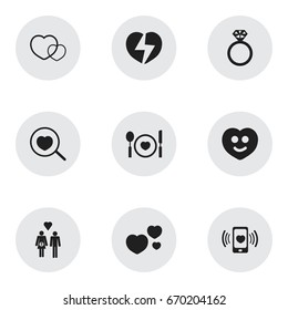 Set Of 9 Editable Amour Icons. Includes Symbols Such As Divorce, Smartphone, Trappings And More. Can Be Used For Web, Mobile, UI And Infographic Design.