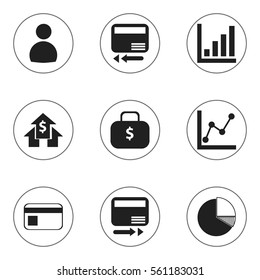 Set Of 9 Editable Analytics Icons. Includes Symbols Such As Graph Information, User, Money Bag And More. Can Be Used For Web, Mobile, UI And Infographic Design.