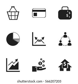 Set Of 9 Editable Analytics Icons. Includes Symbols Such As Schema, Cash Briefcase, Progress And More. Can Be Used For Web, Mobile, UI And Infographic Design.
